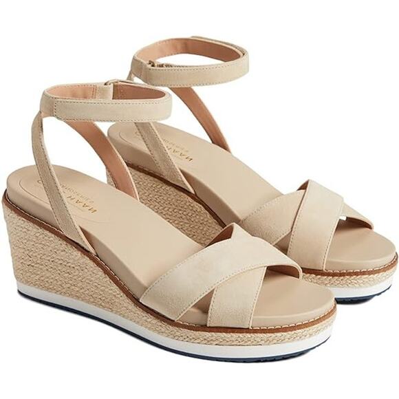 Cole Haan Shoes - Good Condition Cole Haan Women Wedge Sandal 75mm, Sesame - Size 9